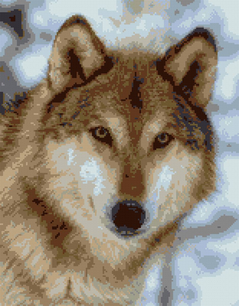 Волк - вышивка, волк, крестик - предпросмотр