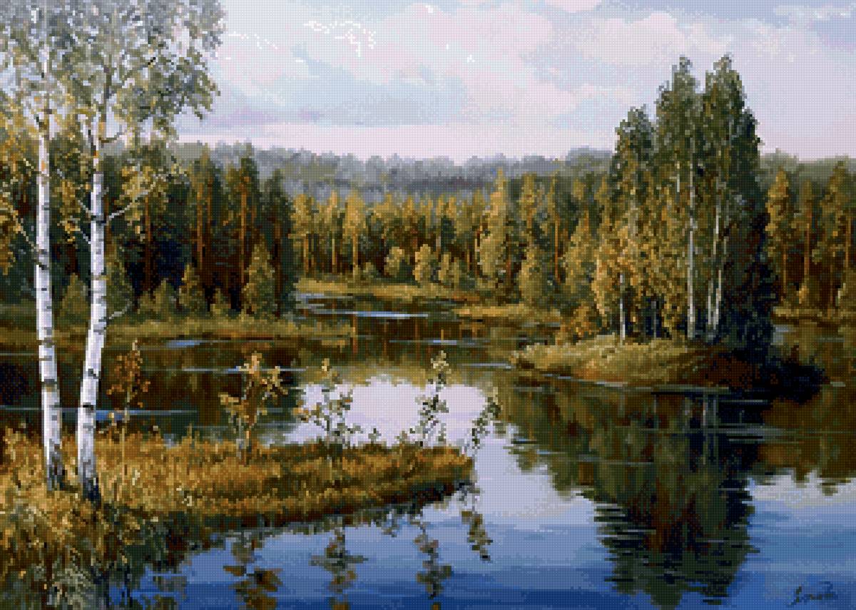 Родные просторы - пейзаж, озеро, лес - предпросмотр