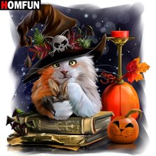 Схема вышивки «Хеллуинский котик»