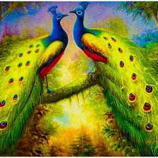 Схема вышивки «Павлины»