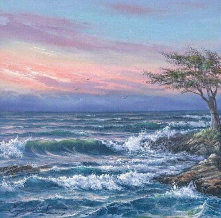 Розовый закат - закат, море, волны - оригинал