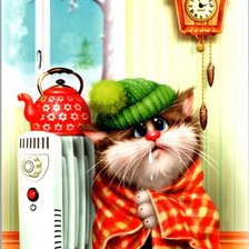 Схема вышивки «Кот,юмор,зима»