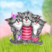 Схема вышивки «кот,юмор, трио»