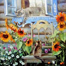 Схема вышивки «Котики»