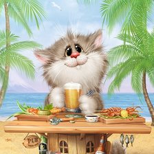 Схема вышивки «Кот, отдых, юмор»