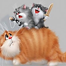 Схема вышивки «Котик, котята, юмор»