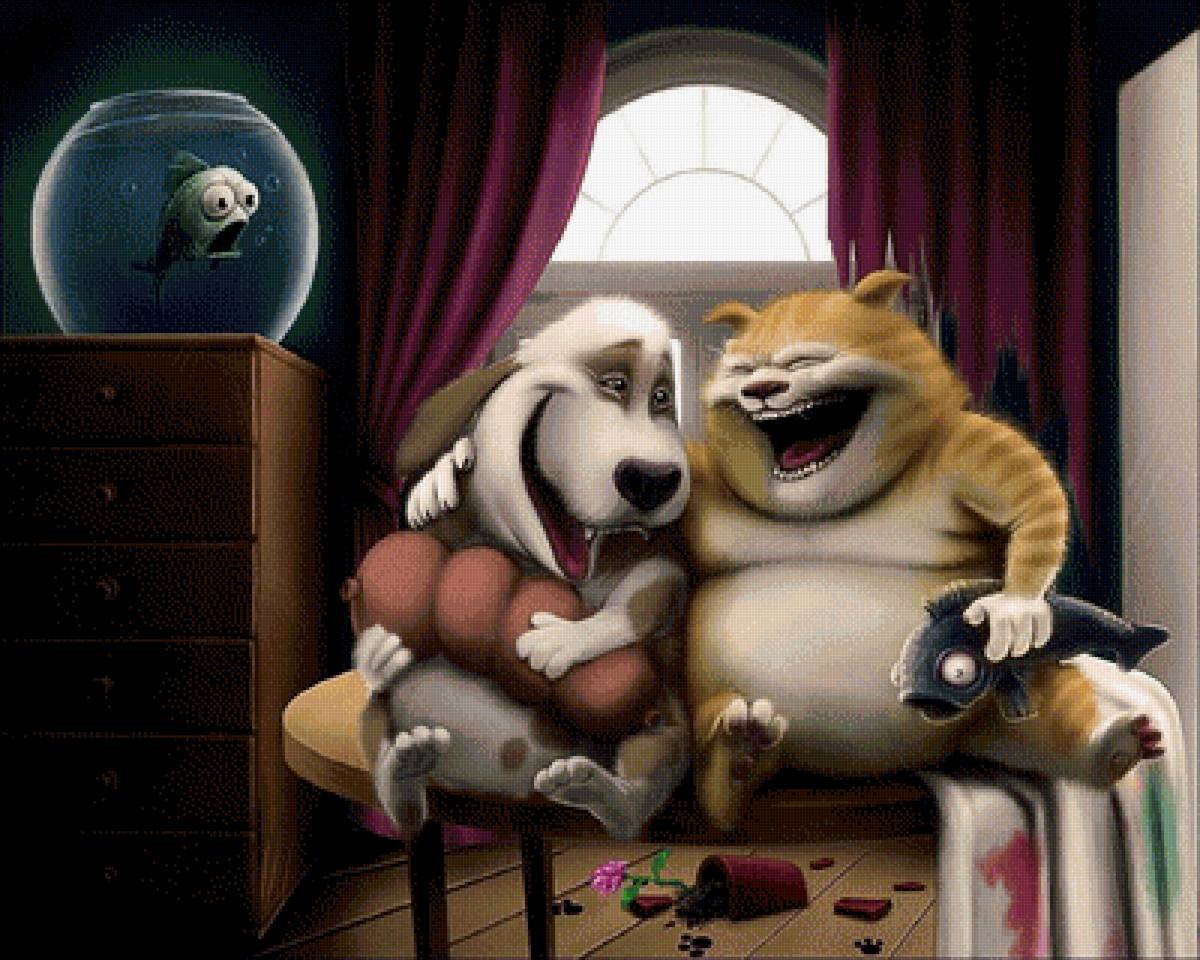 Кот и пес, юмор - предпросмотр