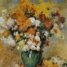 Схема вышивки «Букет хризантем в вазе»