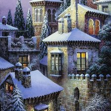 Схема вышивки «Зимний городок»