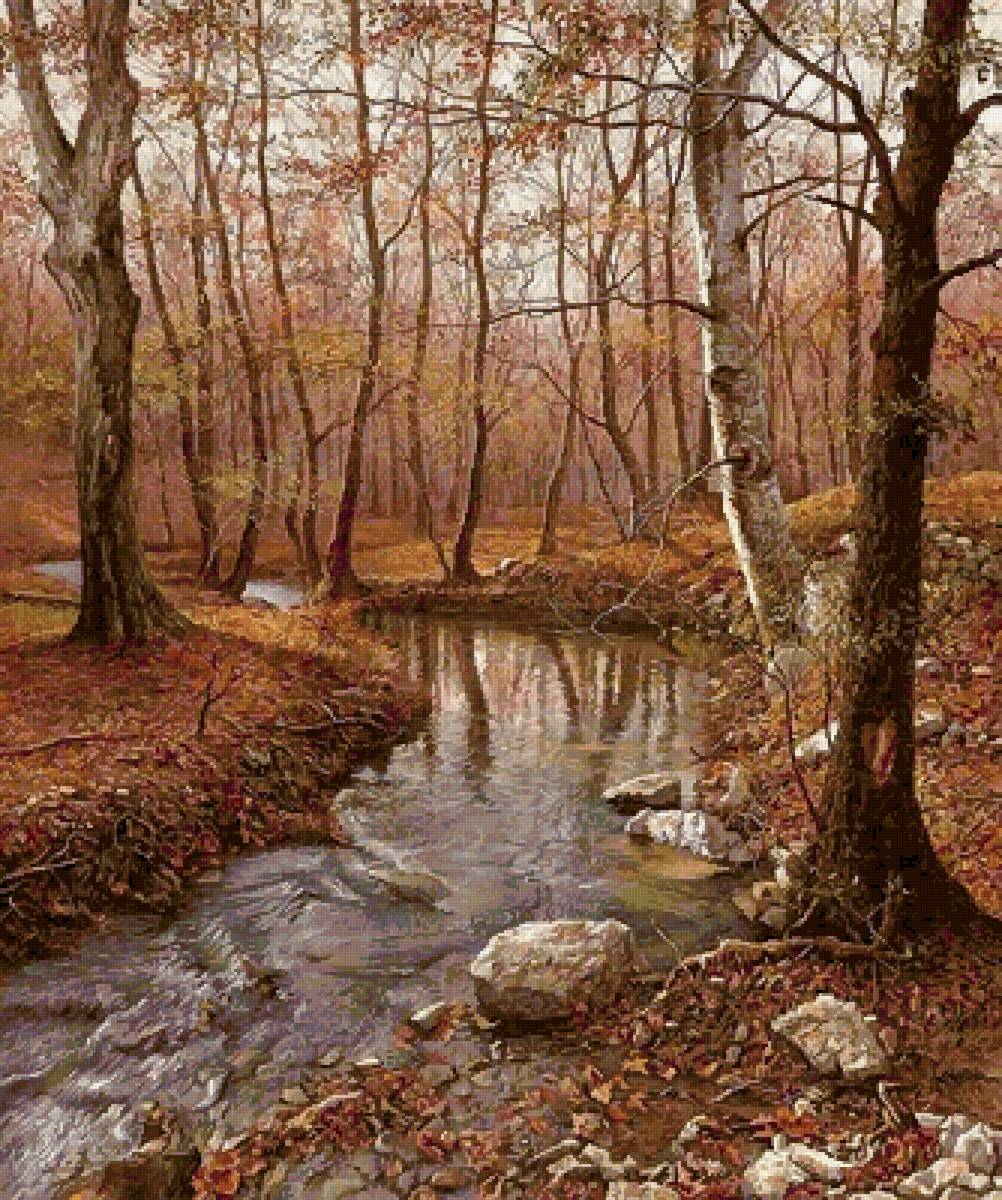 Река в лесу - пейзаж - предпросмотр