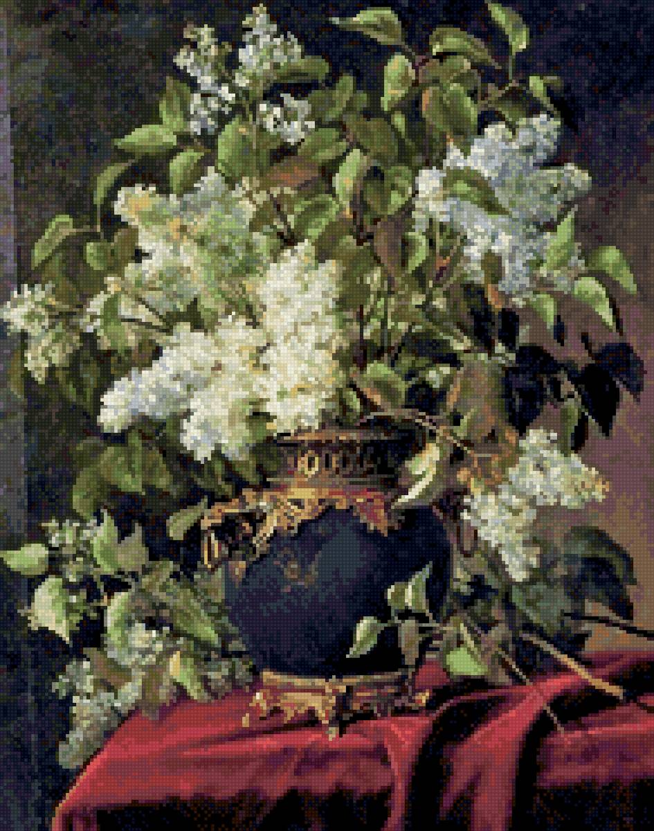 Букет сирени - до 240 крестиков, букет, сирень - предпросмотр