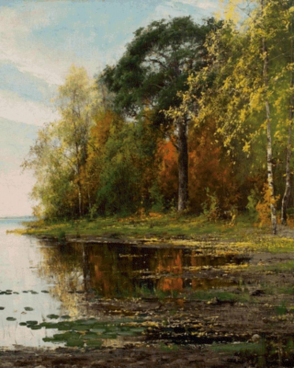 Осенний лес - берег., деревья - предпросмотр