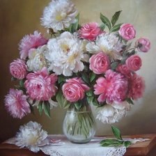 Схема вышивки «Букет из пионов»