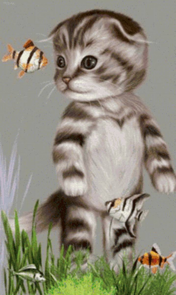 Котик и рыбки - котик и рыбки - предпросмотр