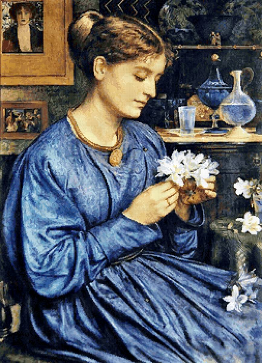 Девушка в синем платье - интерьер, портрет, платье, девушка - предпросмотр