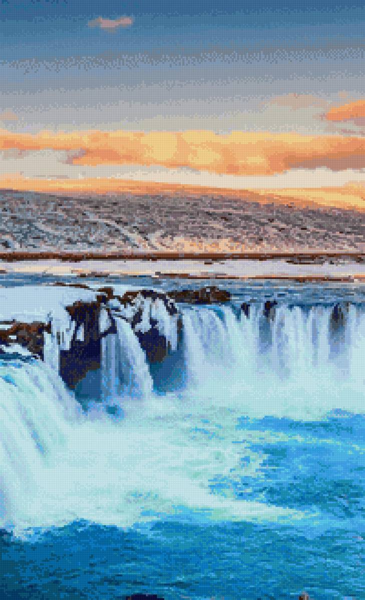 Водопад - вода, камни, море, горы - предпросмотр