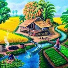 Схема вышивки «Làng quê»