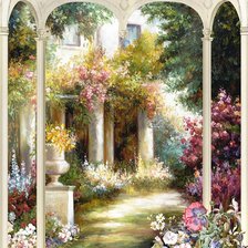 Схема вышивки «беседка в саду»