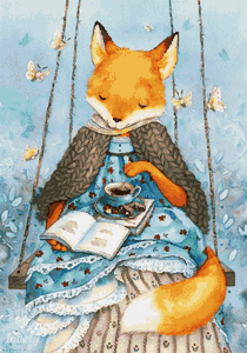 Лисичка на отдыхе - иллюстрация, лиса - предпросмотр