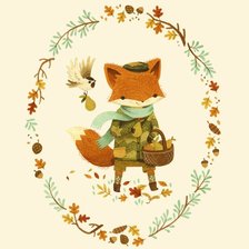 Схема вышивки «Лисенок на прогулке»
