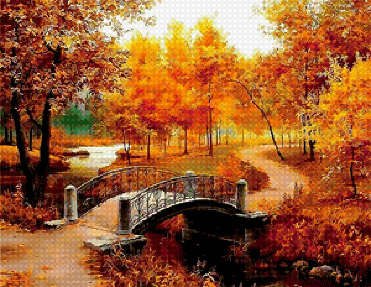 осень - осень, лес, природа, мост - предпросмотр