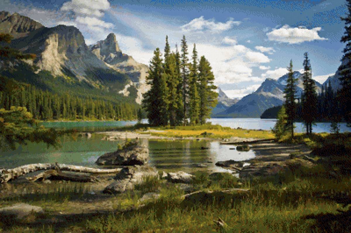 озеро и горы - горы, природа, озеро, лес - предпросмотр