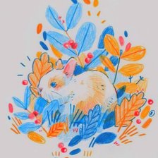 Схема вышивки «кролик в траве»