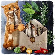 Схема вышивки «Кот и рыбки»