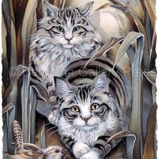 Схема вышивки «Котики, птички»