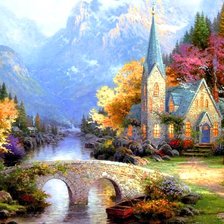 Схема вышивки «замок в горах»