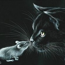 Схема вышивки «Кот и мышь»