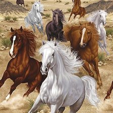 Схема вышивки «Табун лошадей»