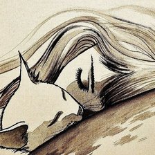 Схема вышивки «кот и девушка»