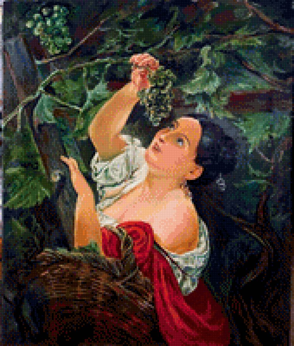 виноград и девушка - виноград - предпросмотр