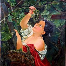 Схема вышивки «виноград и девушка»