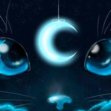 Схема вышивки «кот и луна»