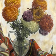 Схема вышивки «Букет хризантем»