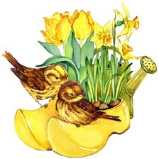 Схема вышивки «Птички и нарциссы»