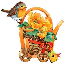 Схема вышивки «Цветы и птичка»