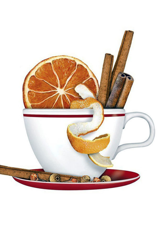 Белая чашечка с корицей - рисунок, чашка - оригинал