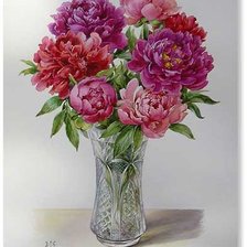 Схема вышивки «Пионы в вазе»