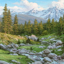 Схема вышивки «весна в горах»