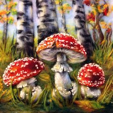 Схема вышивки «Мухоморы.»