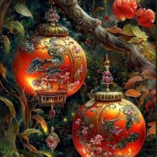 Схема вышивки «Китайские фонарики.»