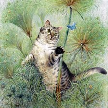 Схема вышивки «Кот и бабочка»