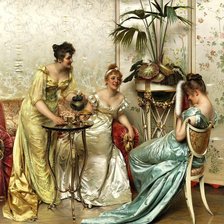 Схема вышивки «Разговор за чаем»