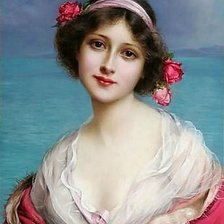 Схема вышивки «Девушка в красном»