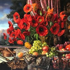 Схема вышивки «Натюрморт с маками»