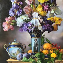 Схема вышивки «Ирисы и мандарины»