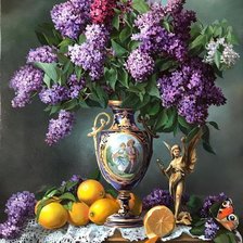 Схема вышивки «Сирень и лимоны»